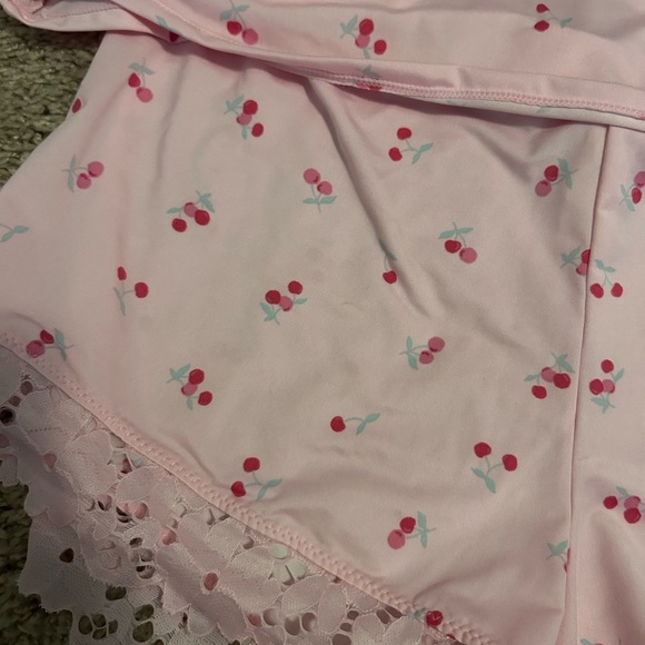 NWOT! RARE FIND! Jessica Simpson PINK Cherry 🍒 Tank Shorts Lace Pajama PJ SET - Picture 2 of 11